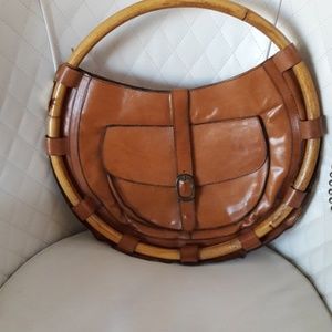 ItalianHanna Mackler Vintage Leather & Bamboo Bag